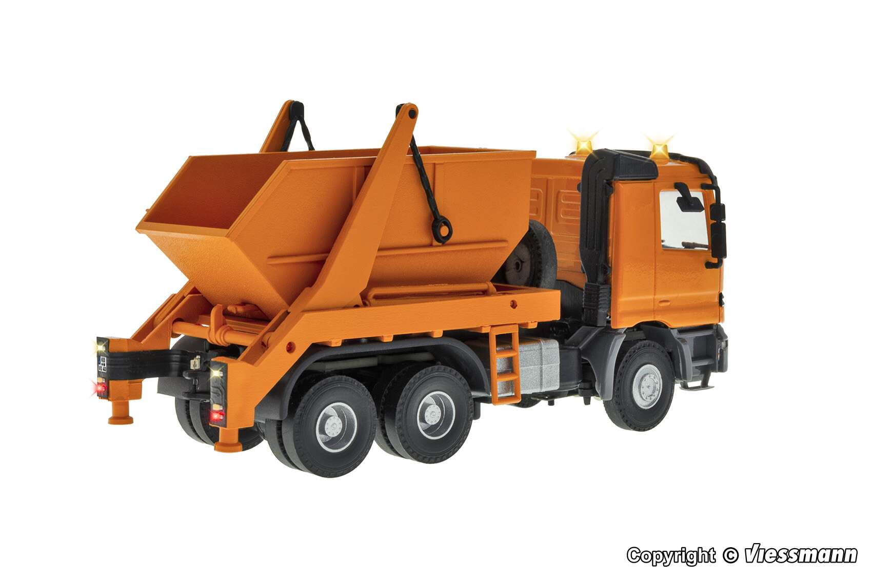 MB ACTROS 3-axle skip loader with rotating flashing lights, kommunal orange, basic