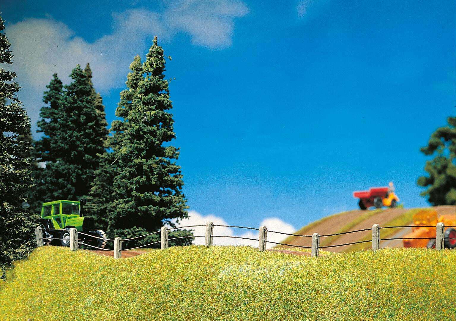 Iron fence with concrete posts