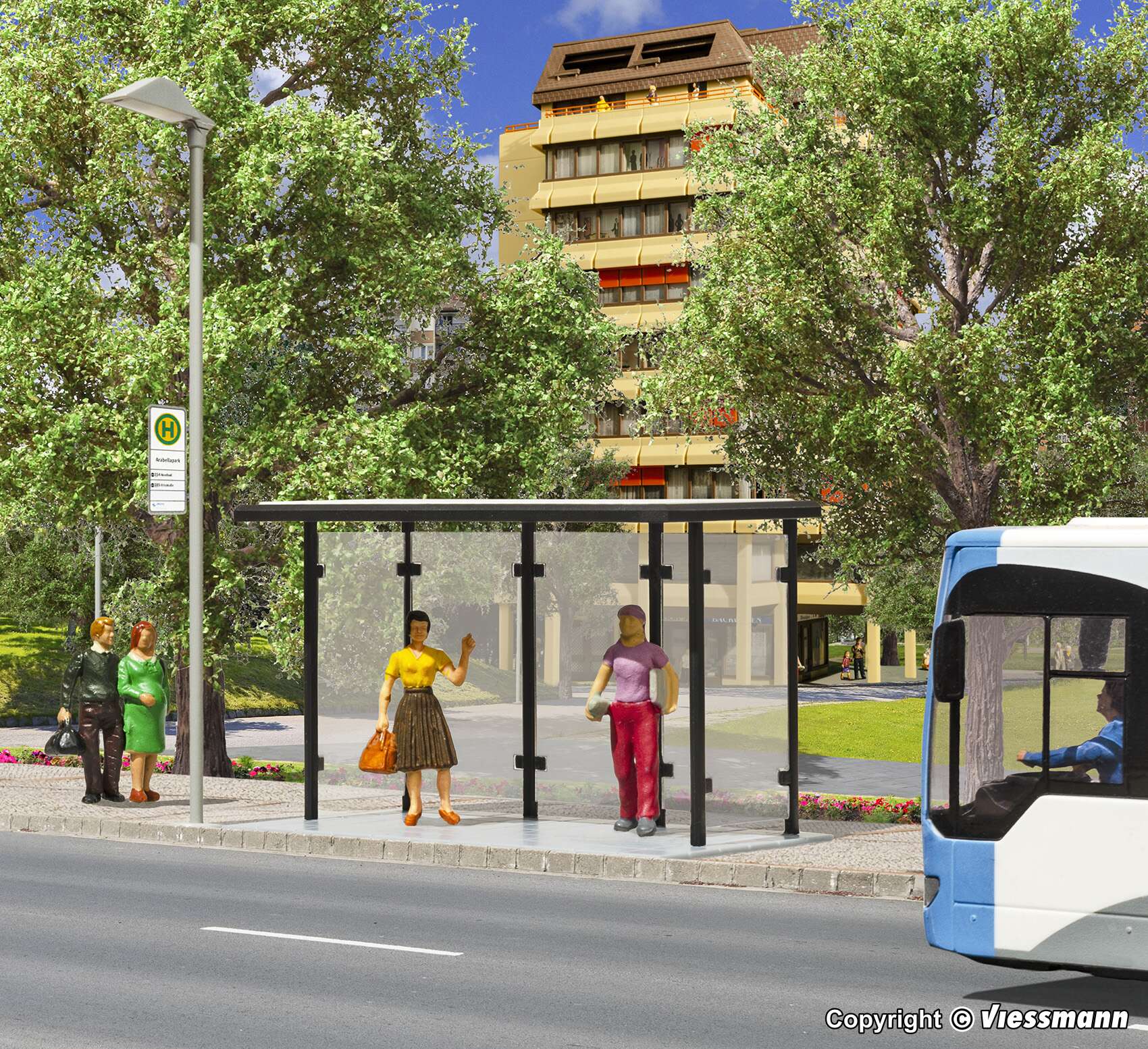 Bus stop with flat roof