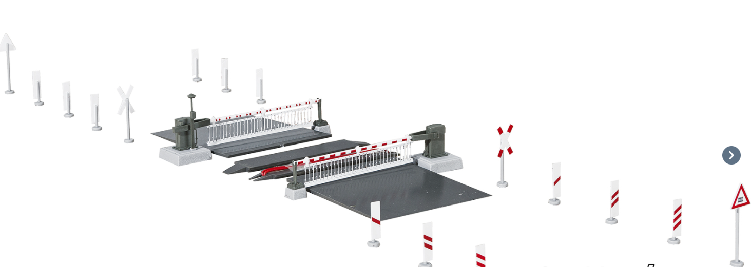 H0 Level crossing with decorated barriers, fully automatic