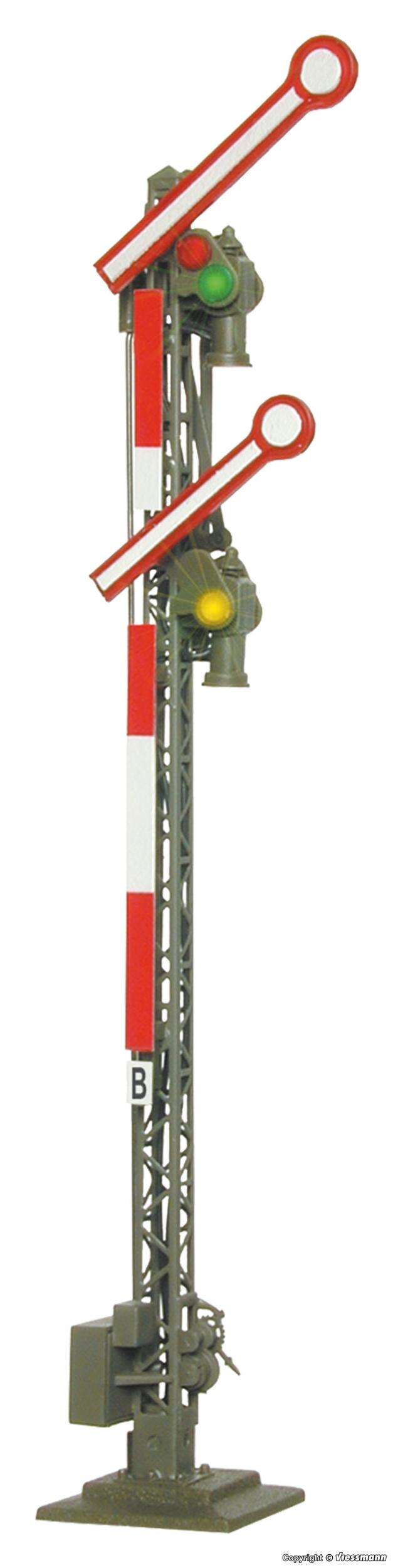 Semaphore home signal with 2 coupled arms