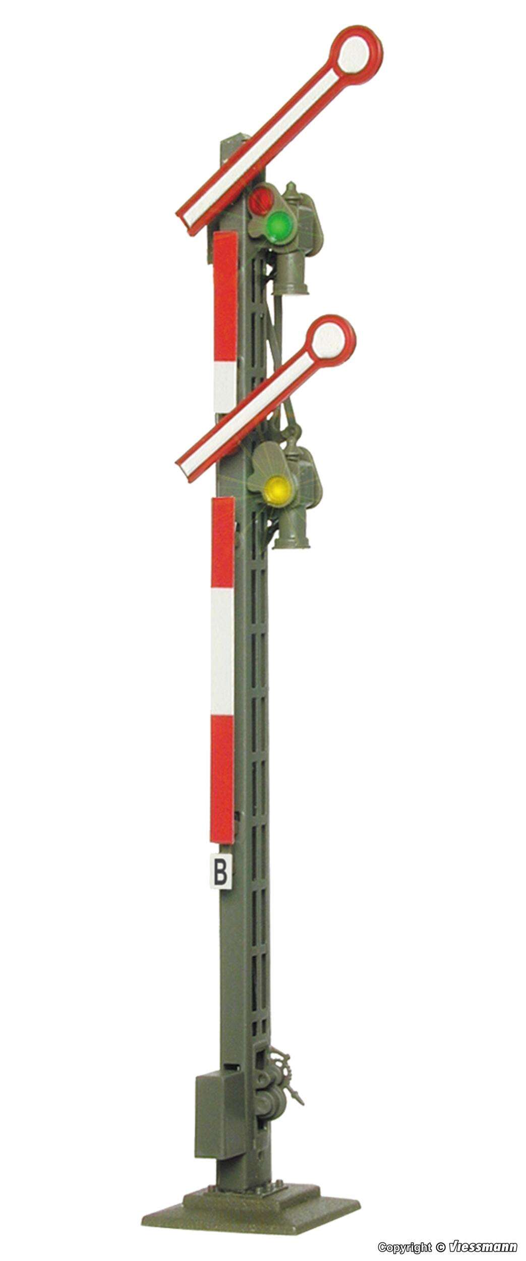 Semaphore home signal, small mast, with 2 coupled arms
