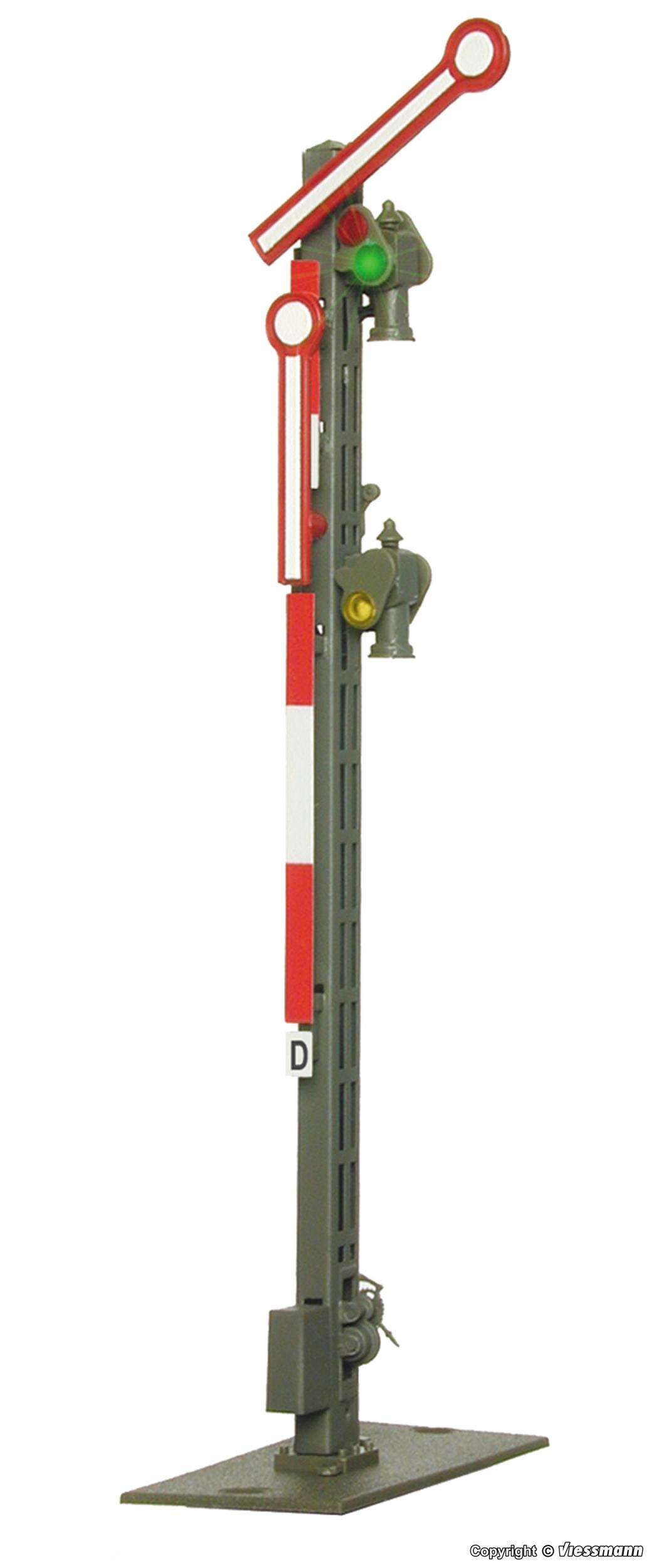 Semaphore home signal, small mast, with 2 uncoupled arms