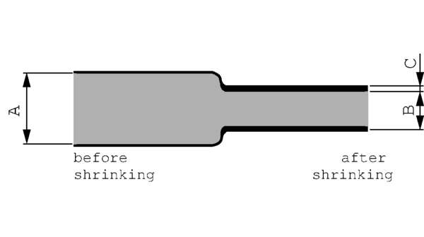 Krympeslange Polyolefin, Svart, 1.2m