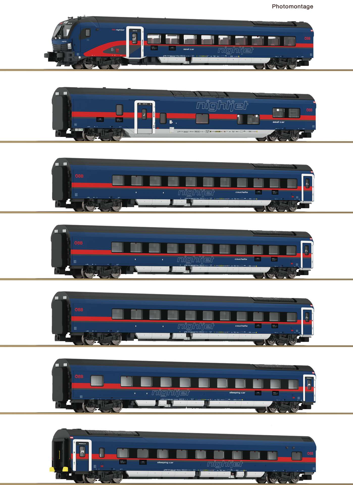 7 piece set: Nightjet, ÖBB