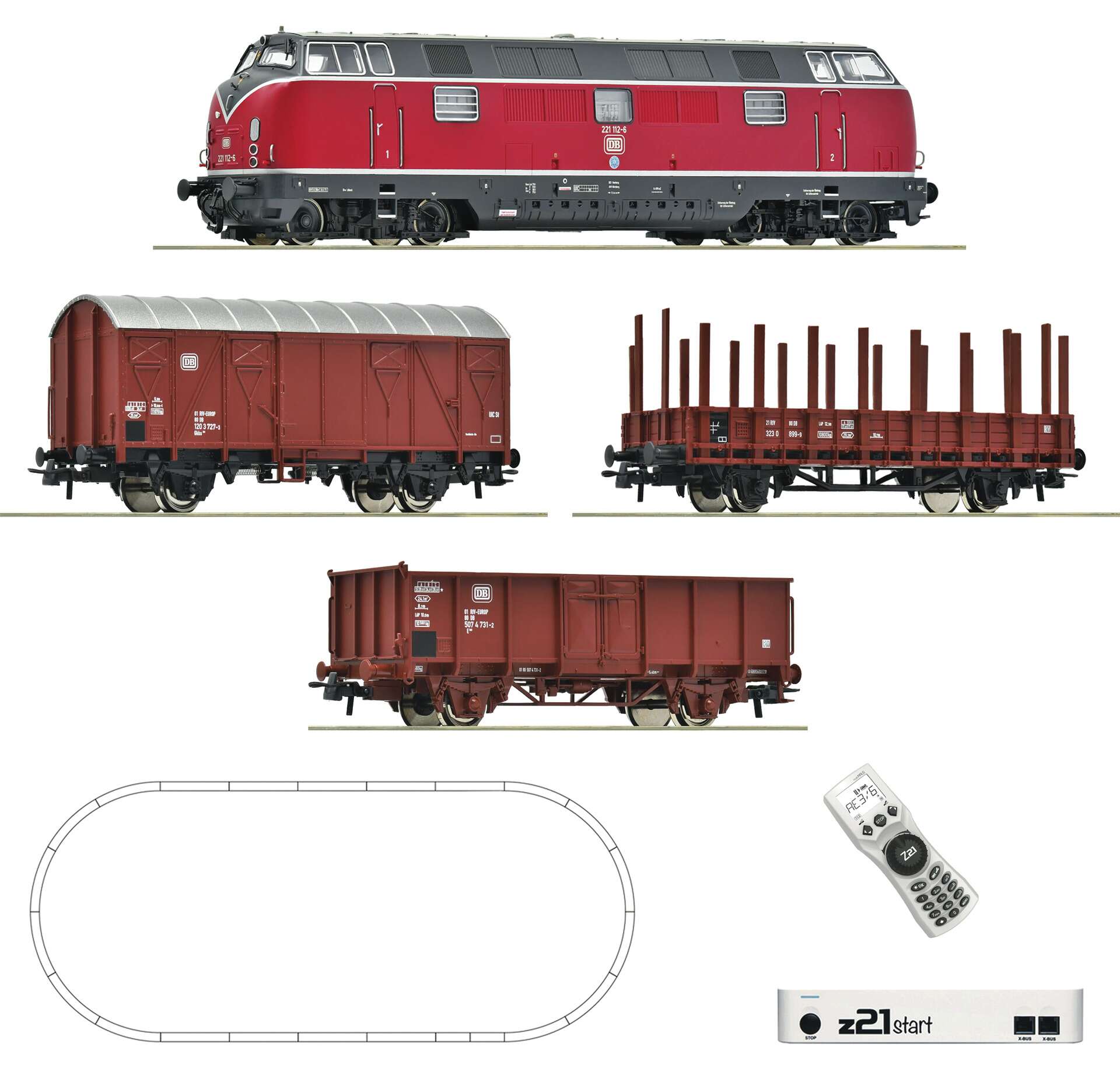 z21 start digital set: Diesel locomotive class 221 with goods train, DB
