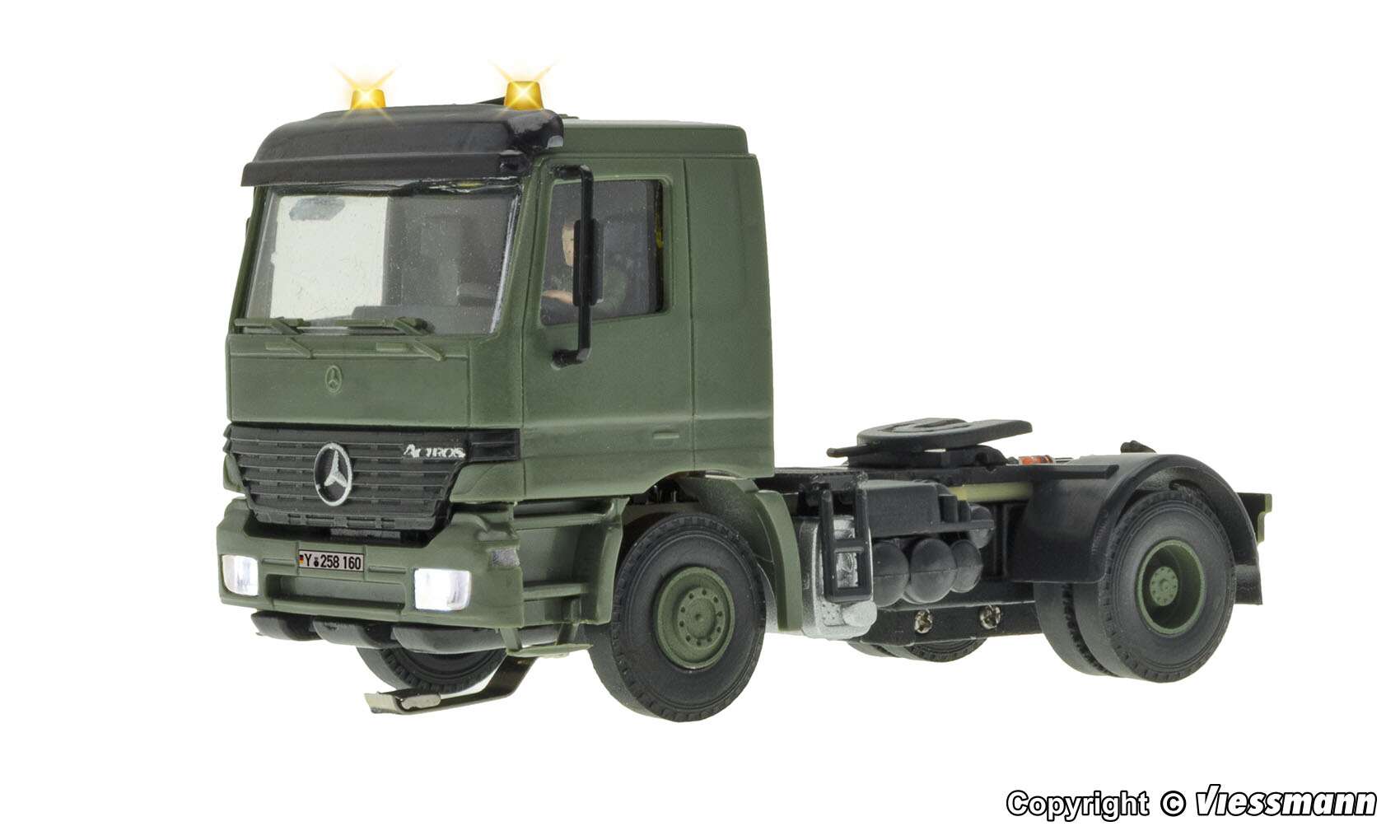 MB ACTROS 2-axle articulate truck with rotating flashing lights, military, basic, functional model