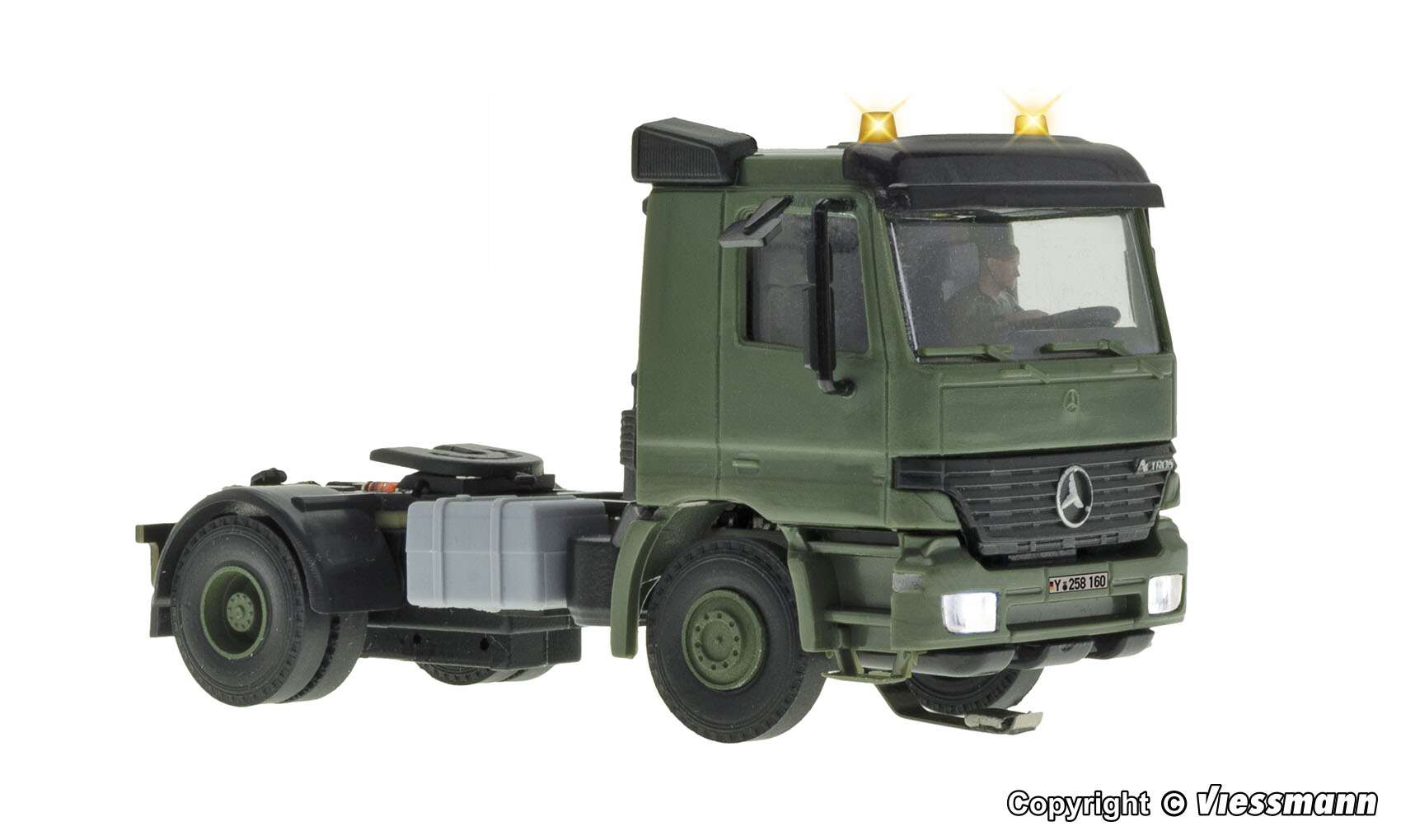MB ACTROS 2-axle articulate truck with rotating flashing lights, military, basic, functional model