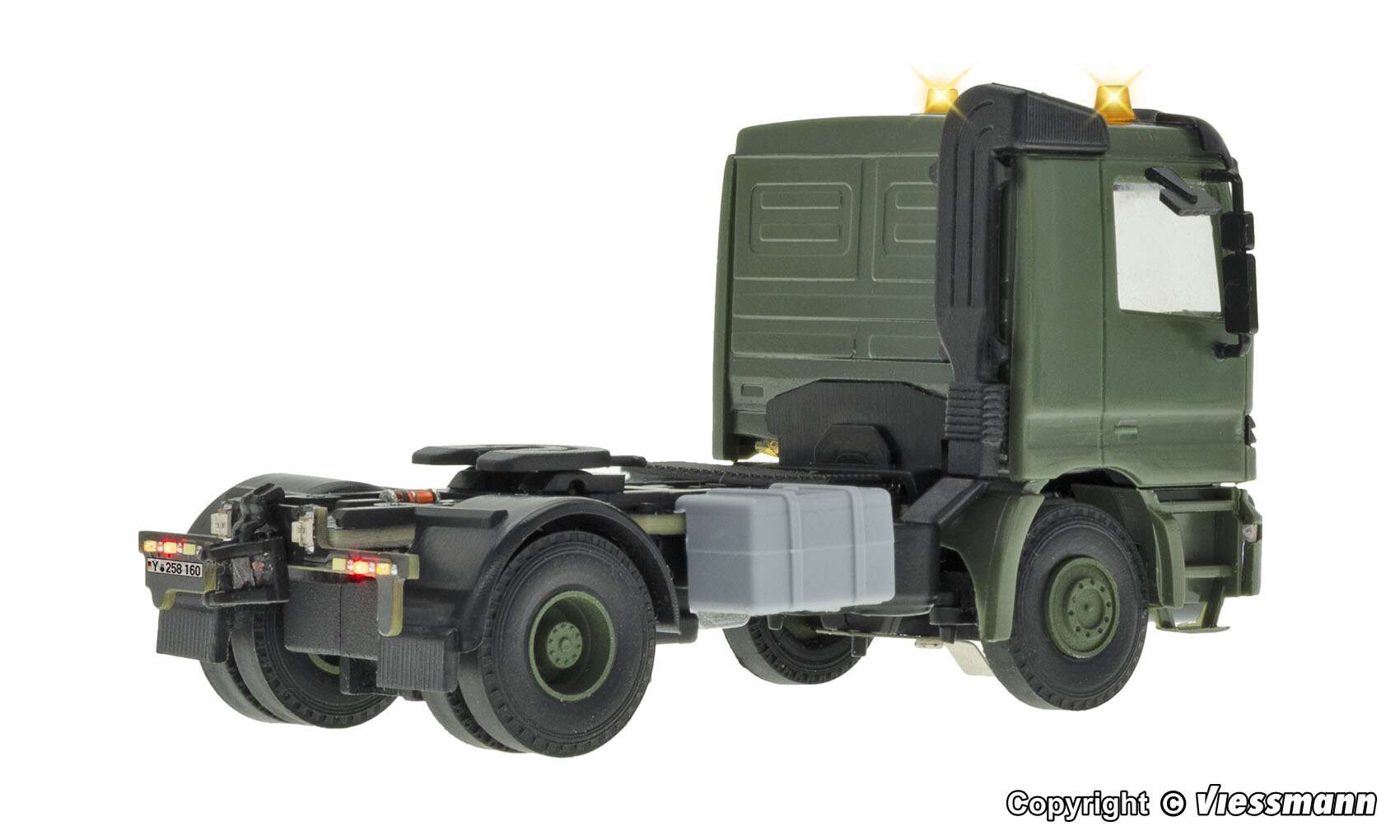 MB ACTROS 2-axle articulate truck with rotating flashing lights, military, basic, functional model