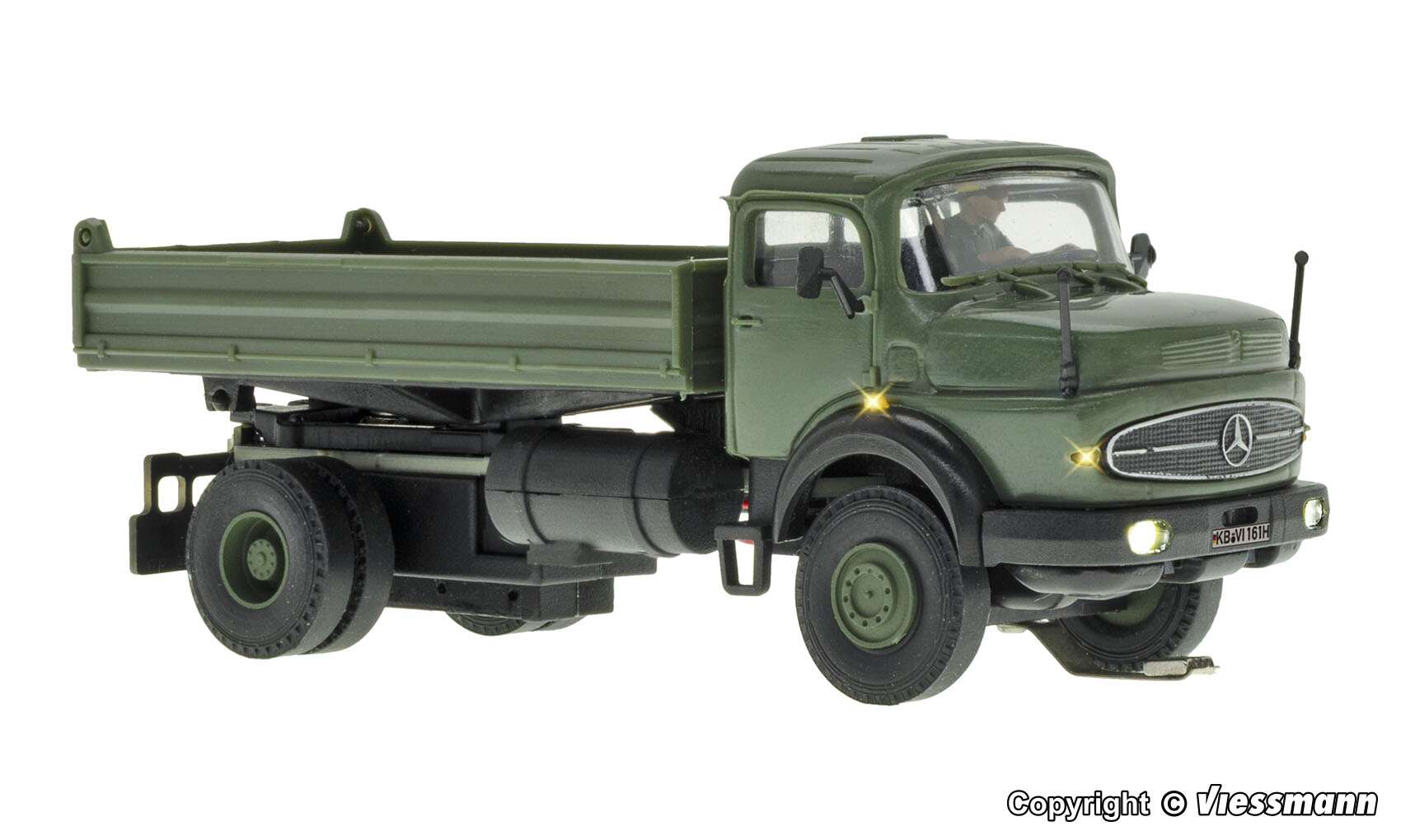 MB round bonnet 2-axle with tipper bed, military, basic, functional model