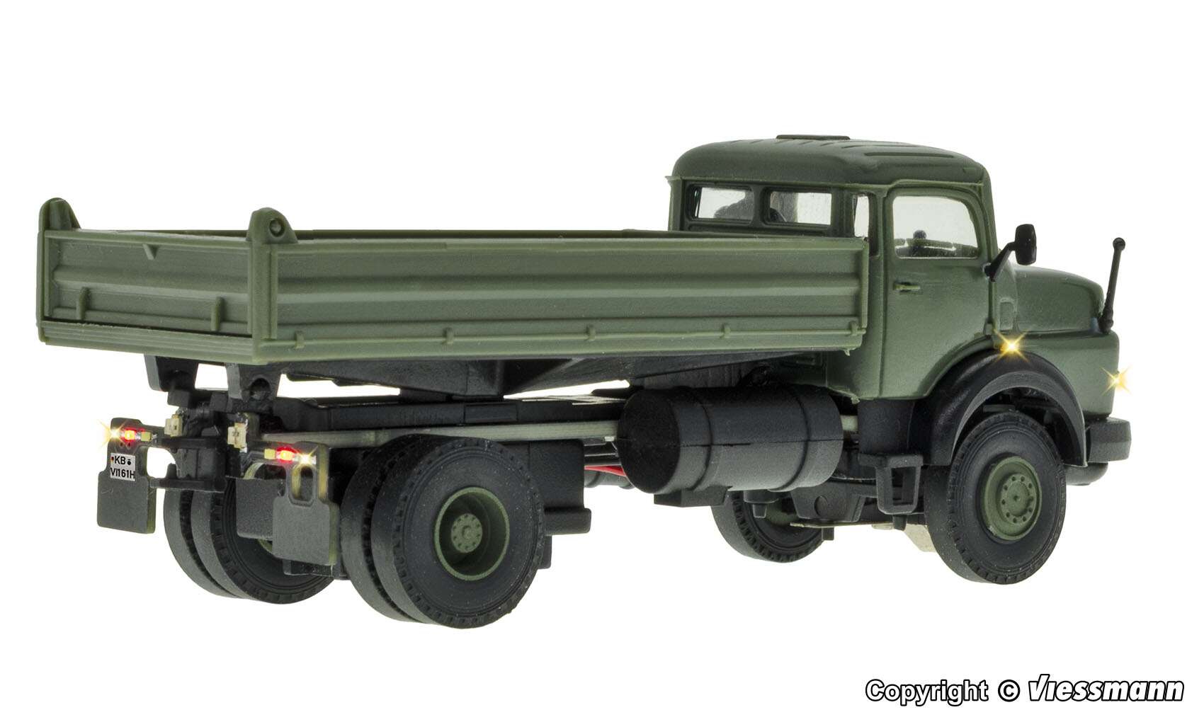 MB round bonnet 2-axle with tipper bed, military, basic, functional model