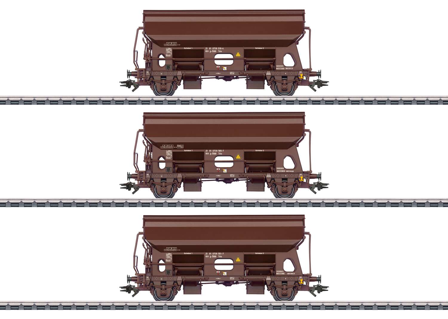 Set of Type Tds Dump Cars with Hinged Roofs