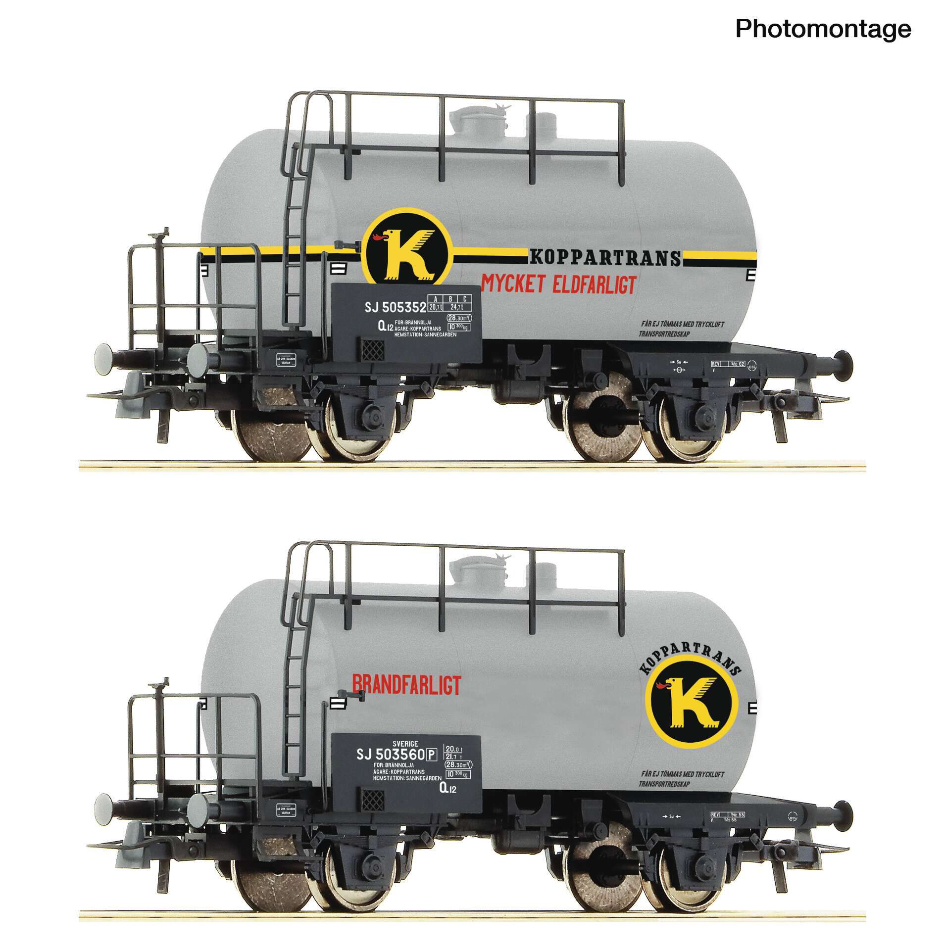 2 piece set: Tank wagons, SJ