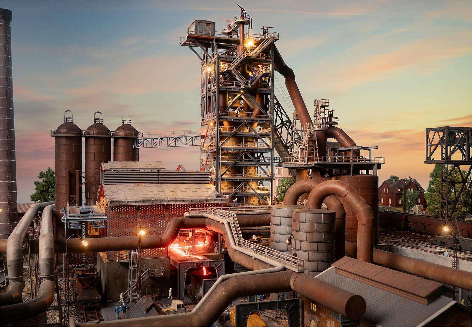 Blast furnace with casting hall