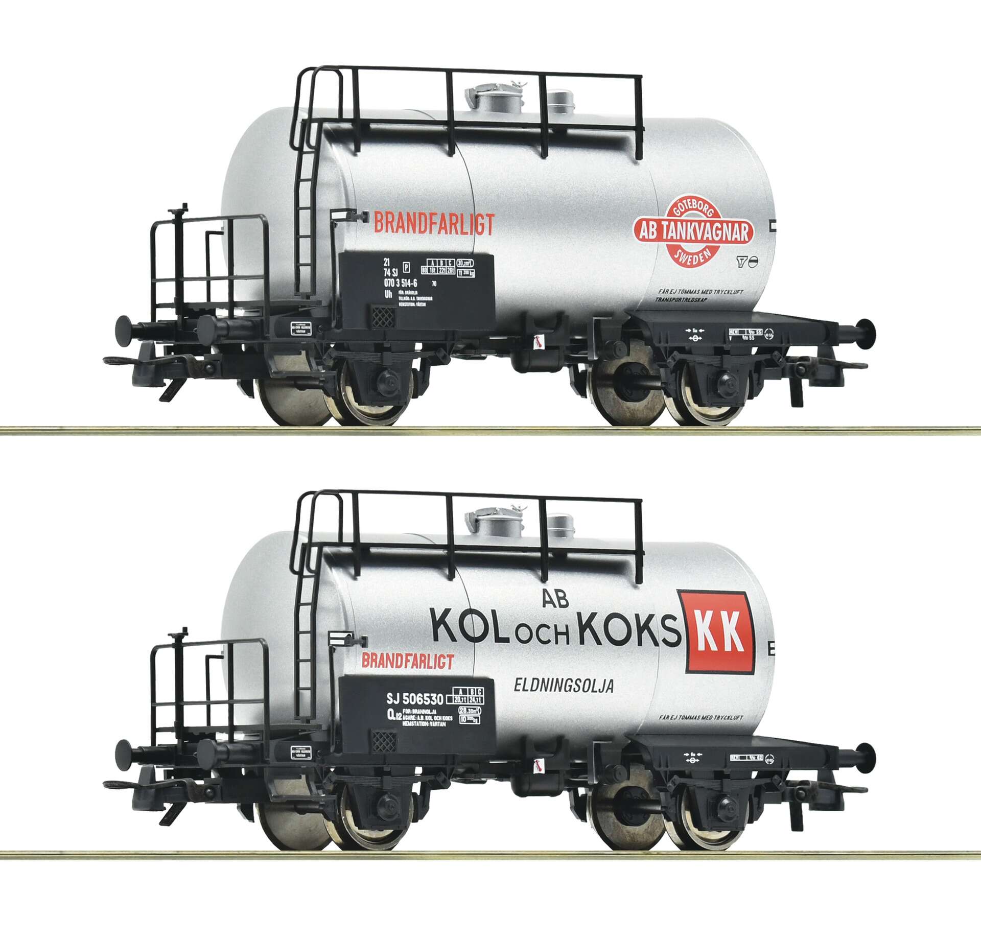 2 piece set: Tank wagons, SJ