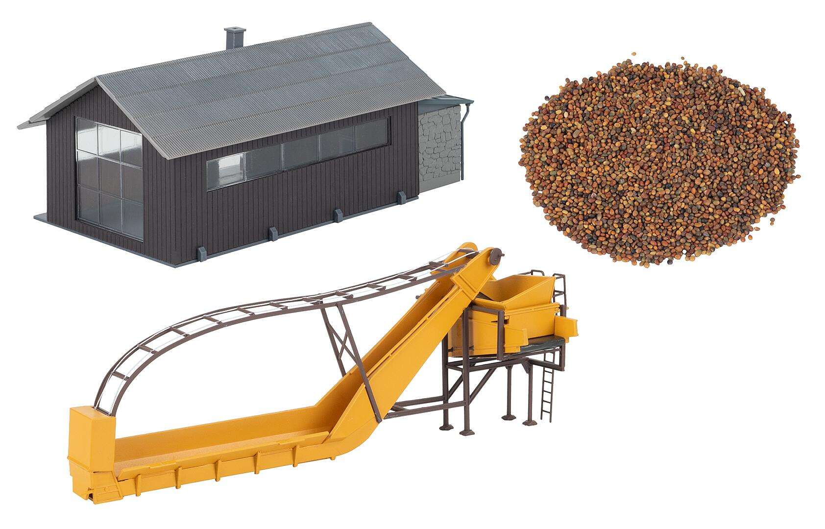 Storage shed with conveyor belt