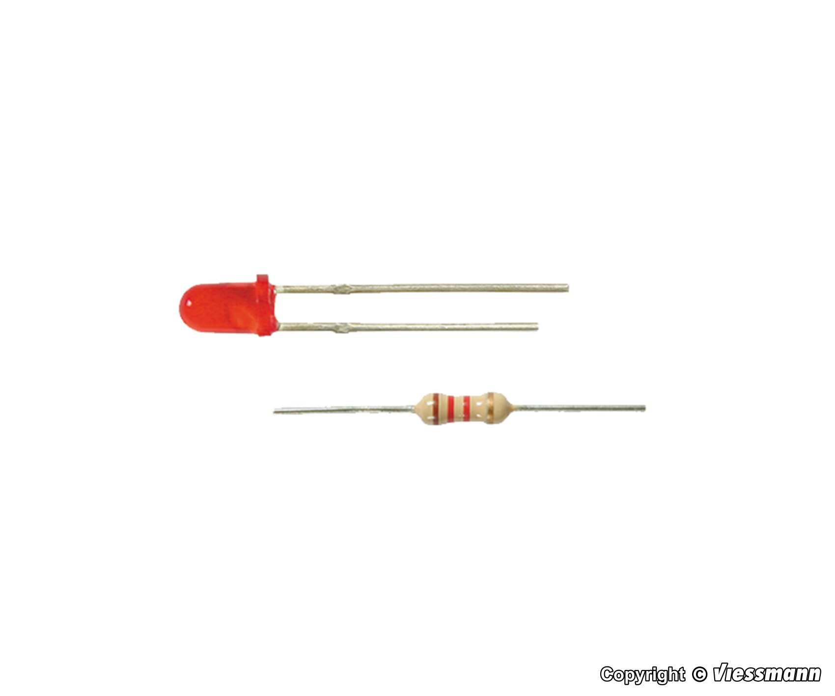 LED red Ø 3 mm, incl. resistors, 4 pieces