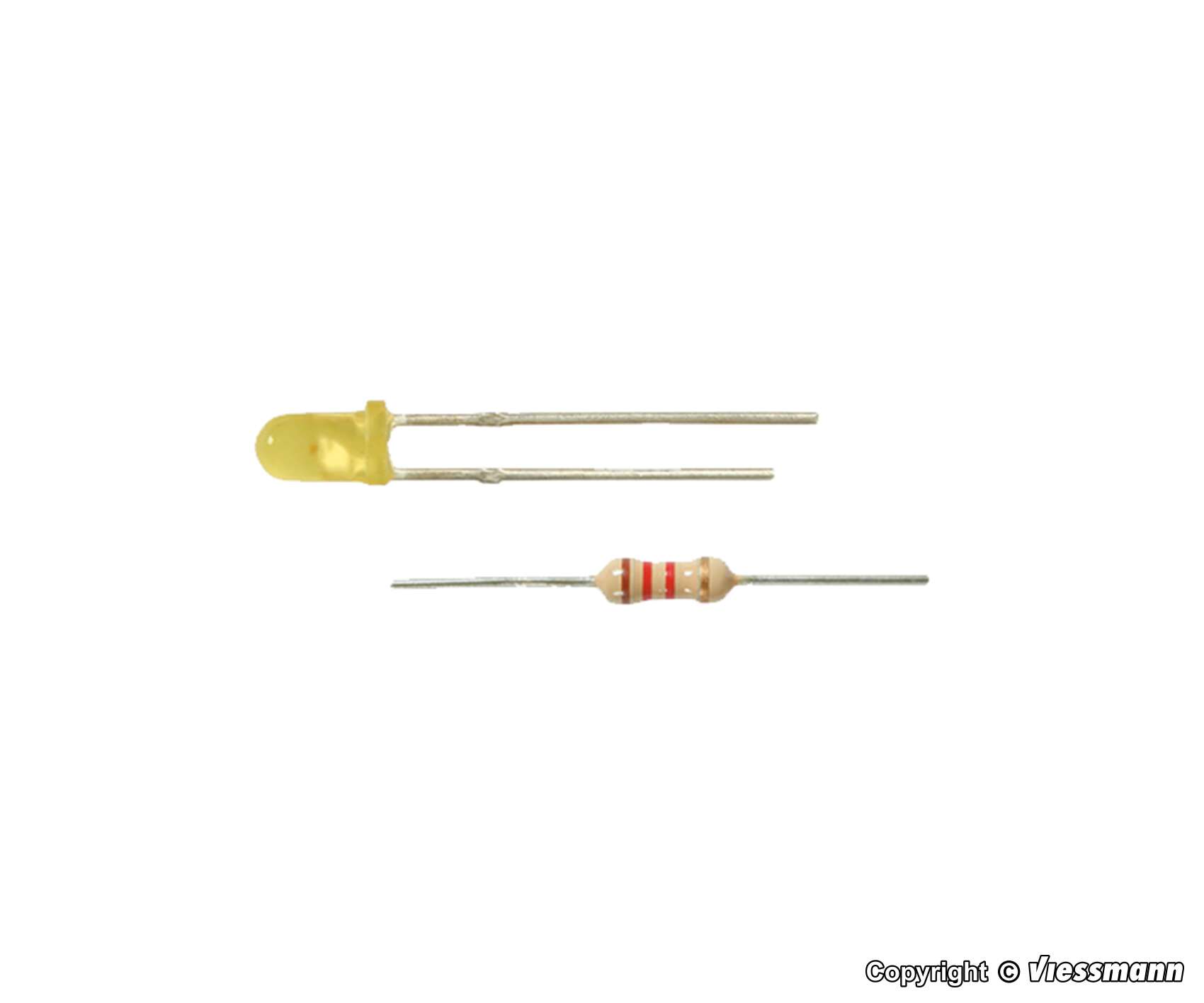 LED yellow Ø 3 mm, incl. resistors, 4 pieces