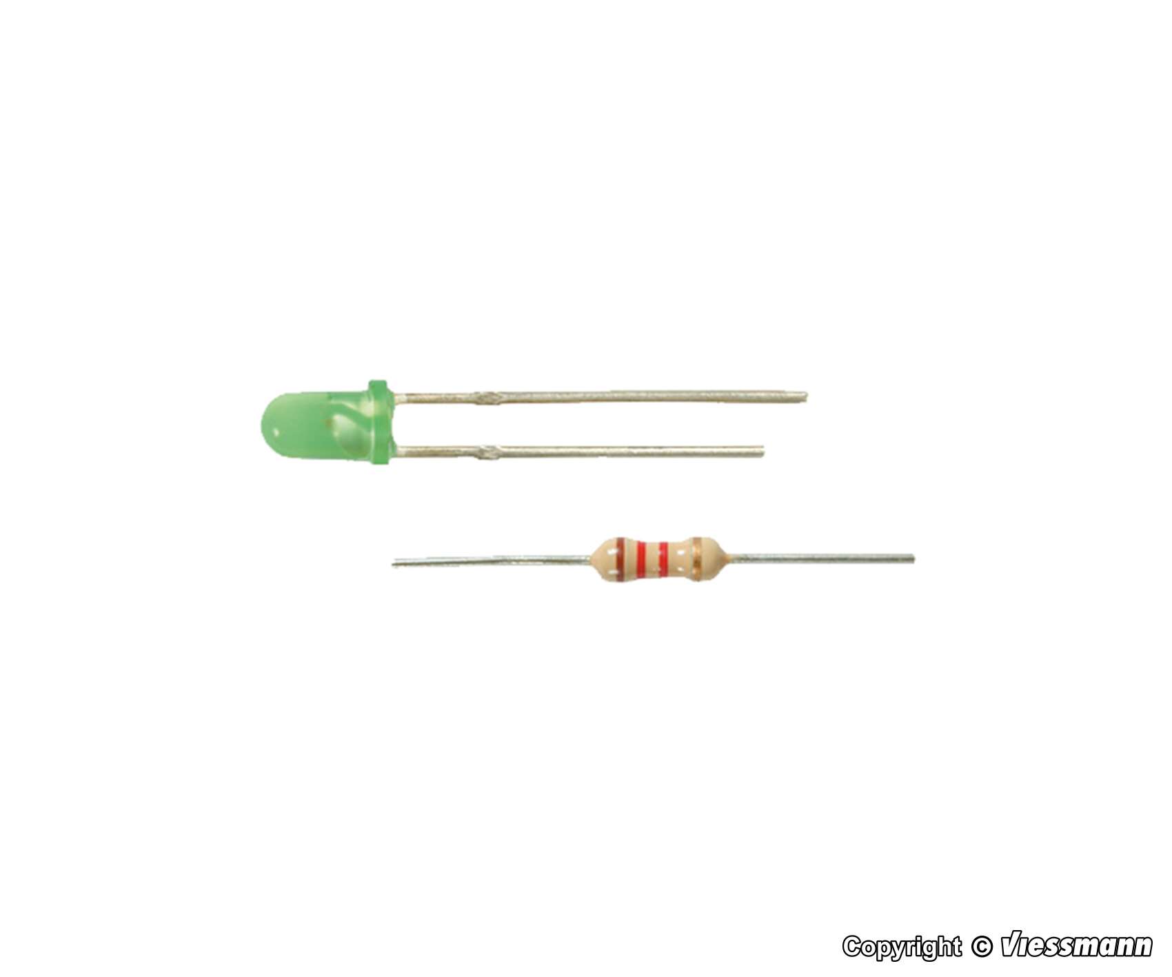 LED yellow Ø 3 mm, incl. resistors, 4 pieces