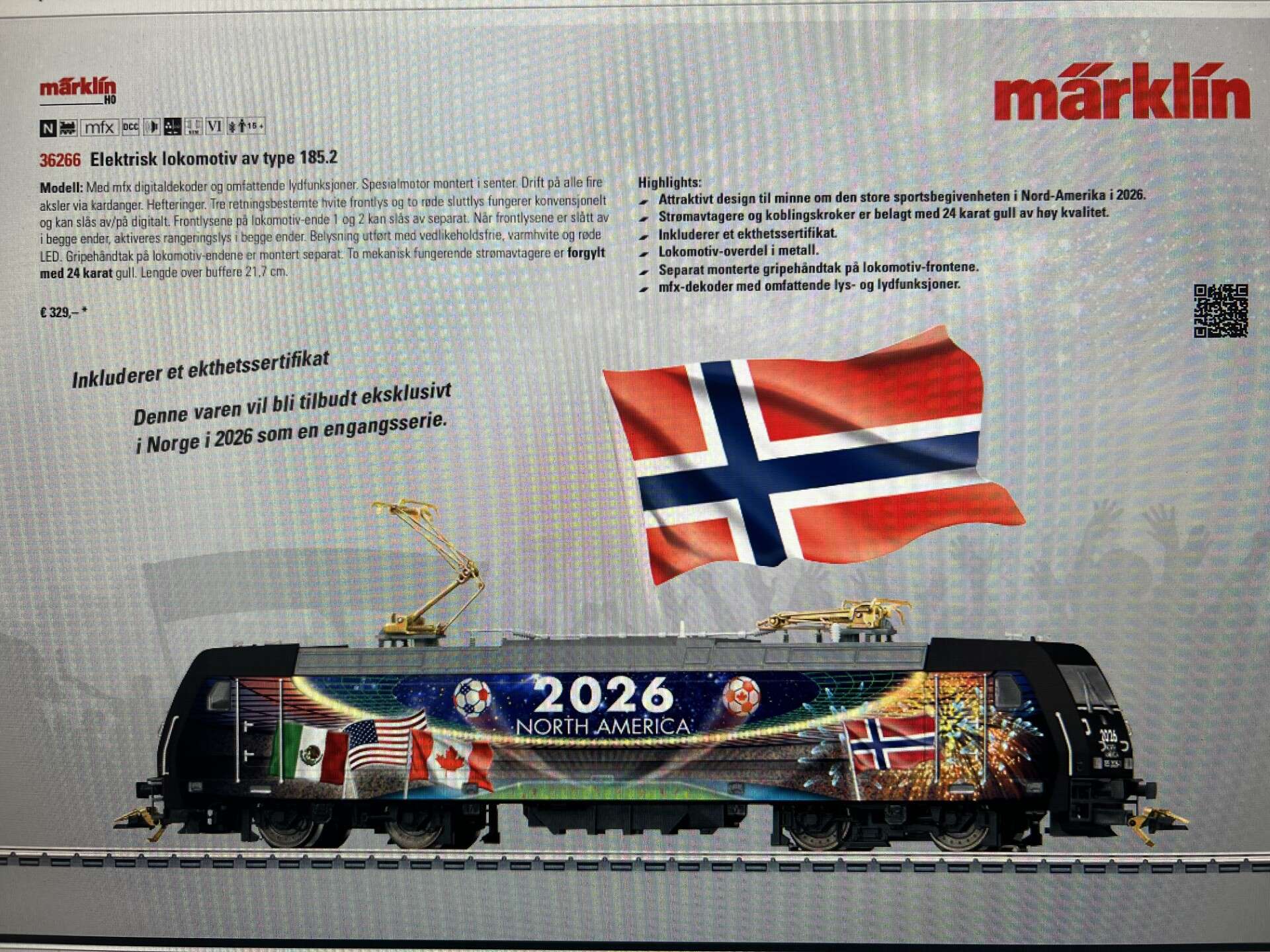 Class 185.2 Electric Locomotive North America 2026 for NORWAY