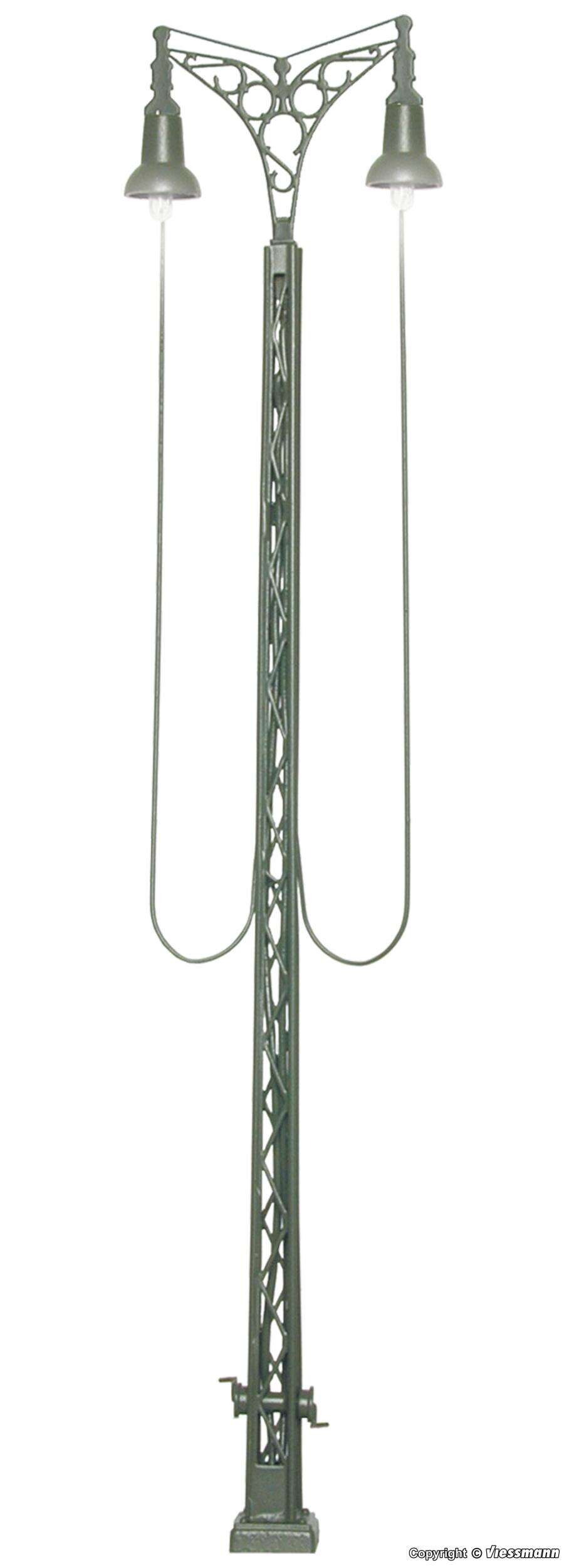 HO Lattice mast light double, 2 LEDs warm-white