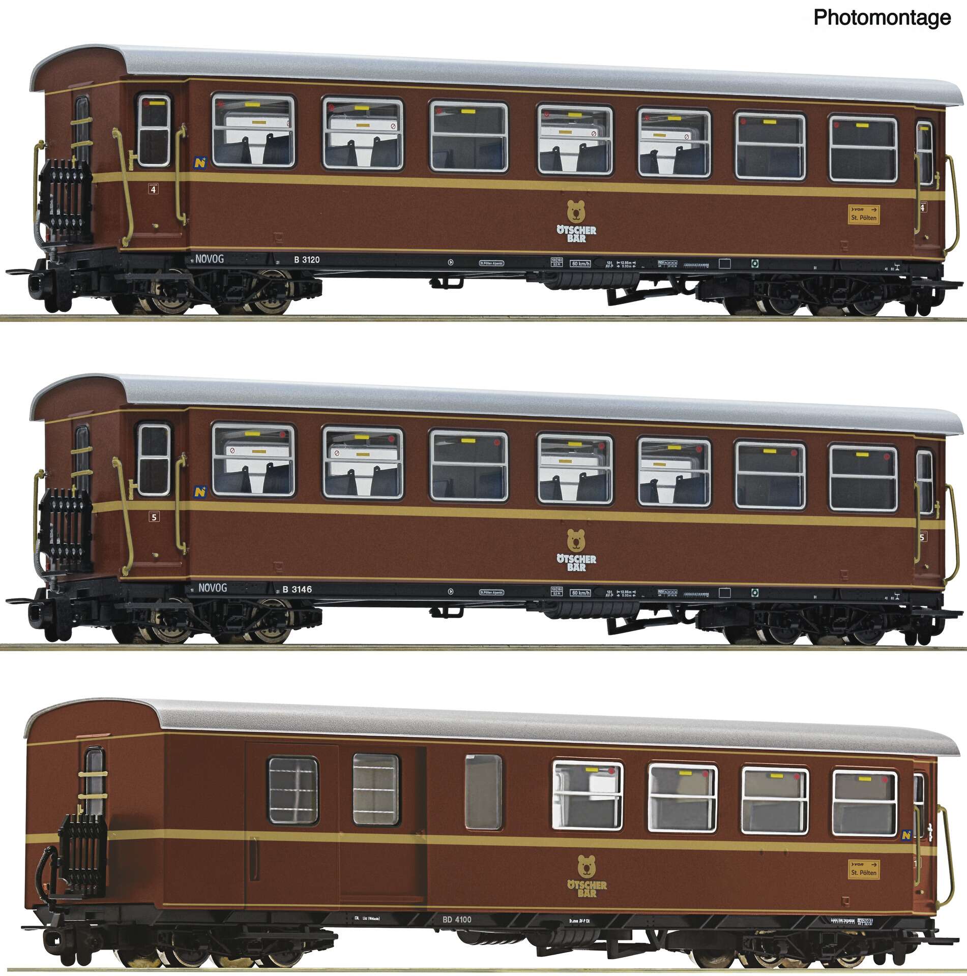 3-piece set: “Ötscherbär” passenger train, NÖVOG
