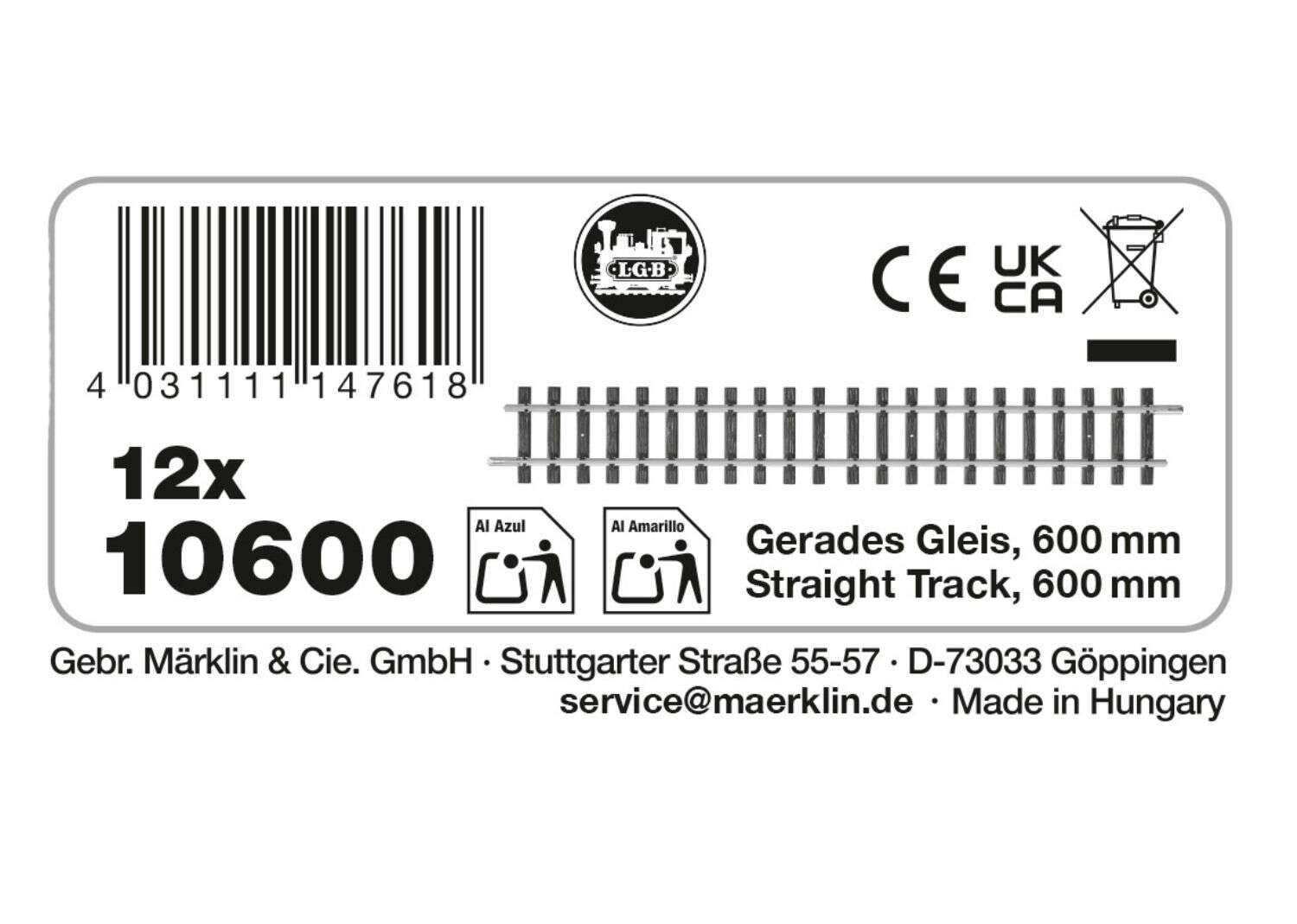Straight Track 600 mm