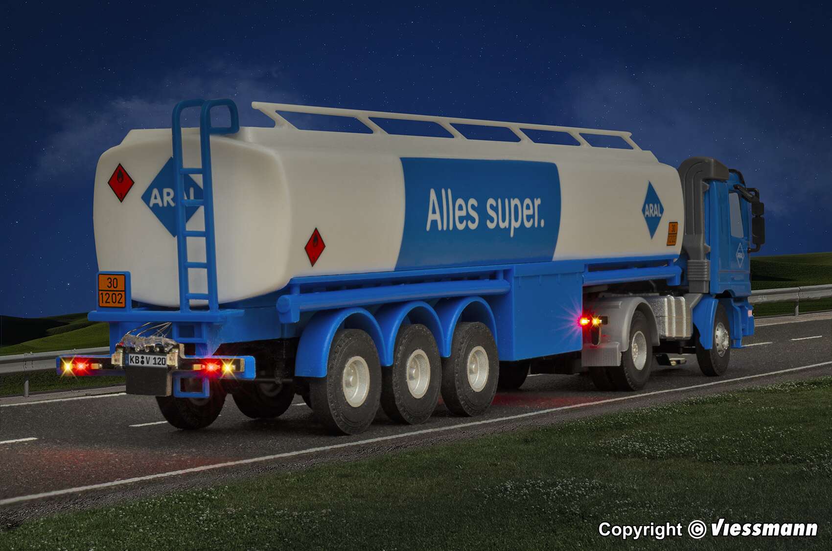 MB ACTROS 2-akslet trekkvogn med ARAL tankhenger, funksjonell modell