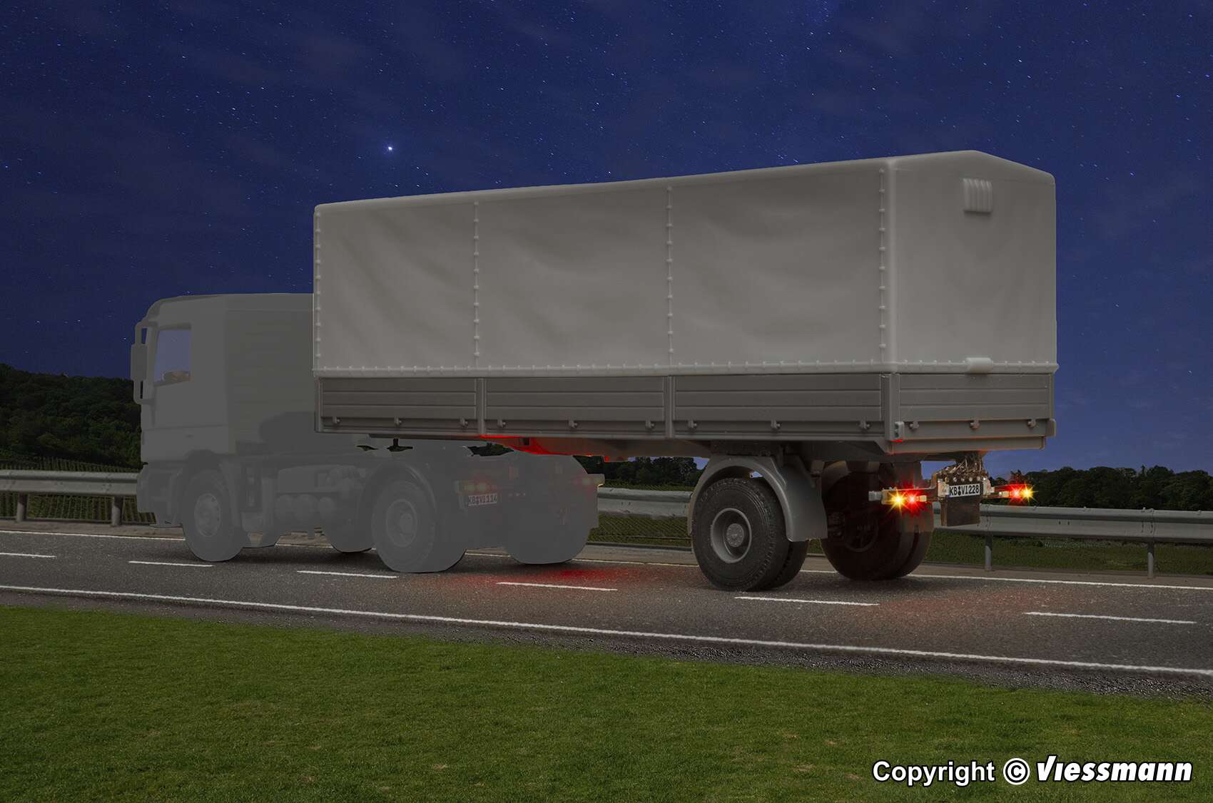 1-axle curtainsider semitrailer, functional model