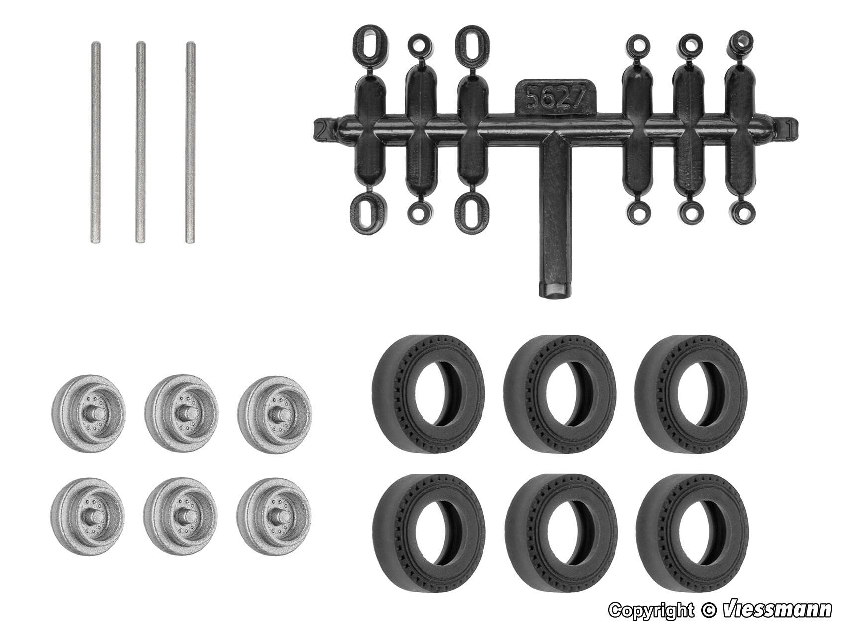 H0 Retrofit set rubber wheels for kibri trailers and semitrailers, single tyre, Ø 10.4 mm