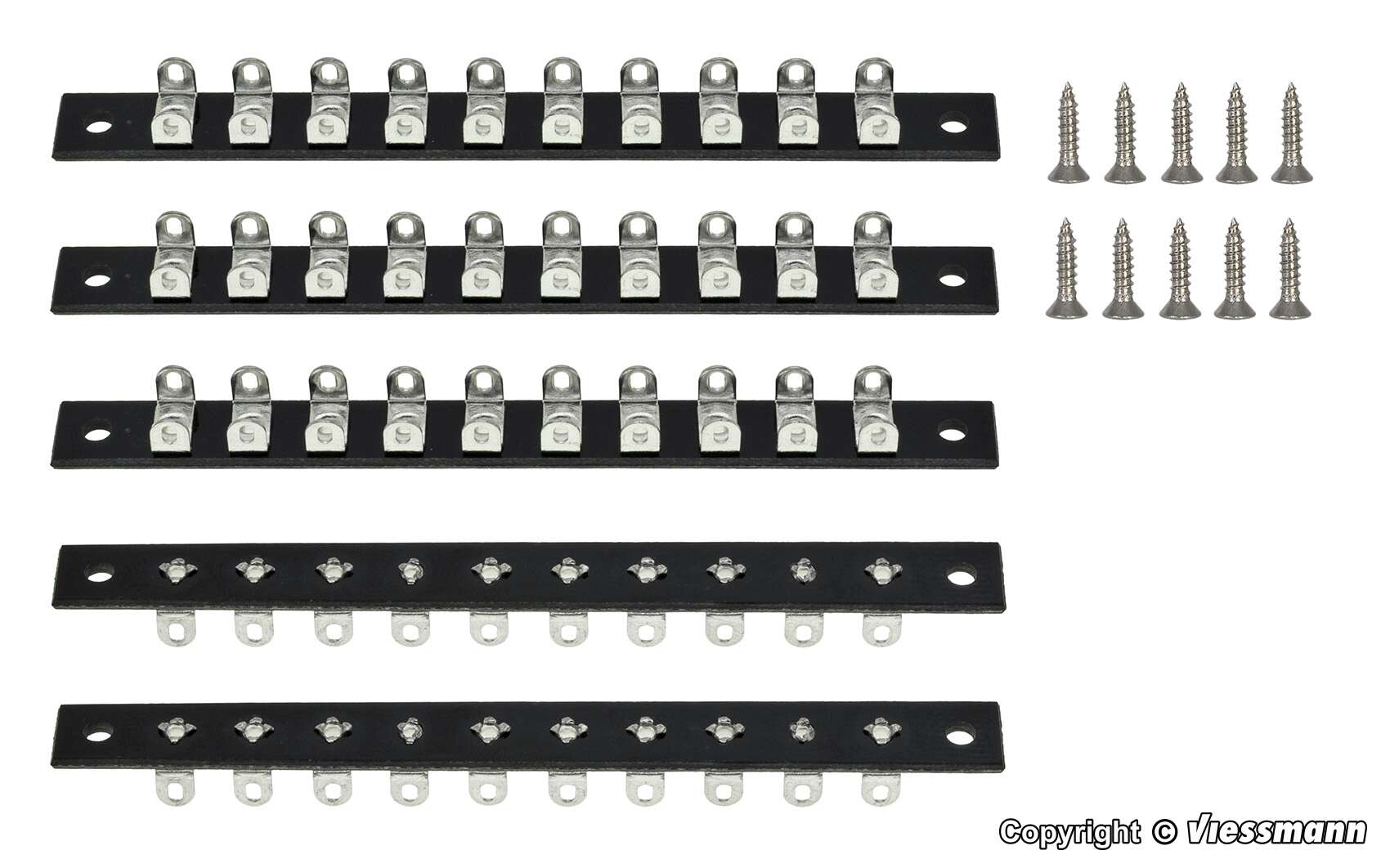 Terminal strip 10-pole with screws, 5 pieces